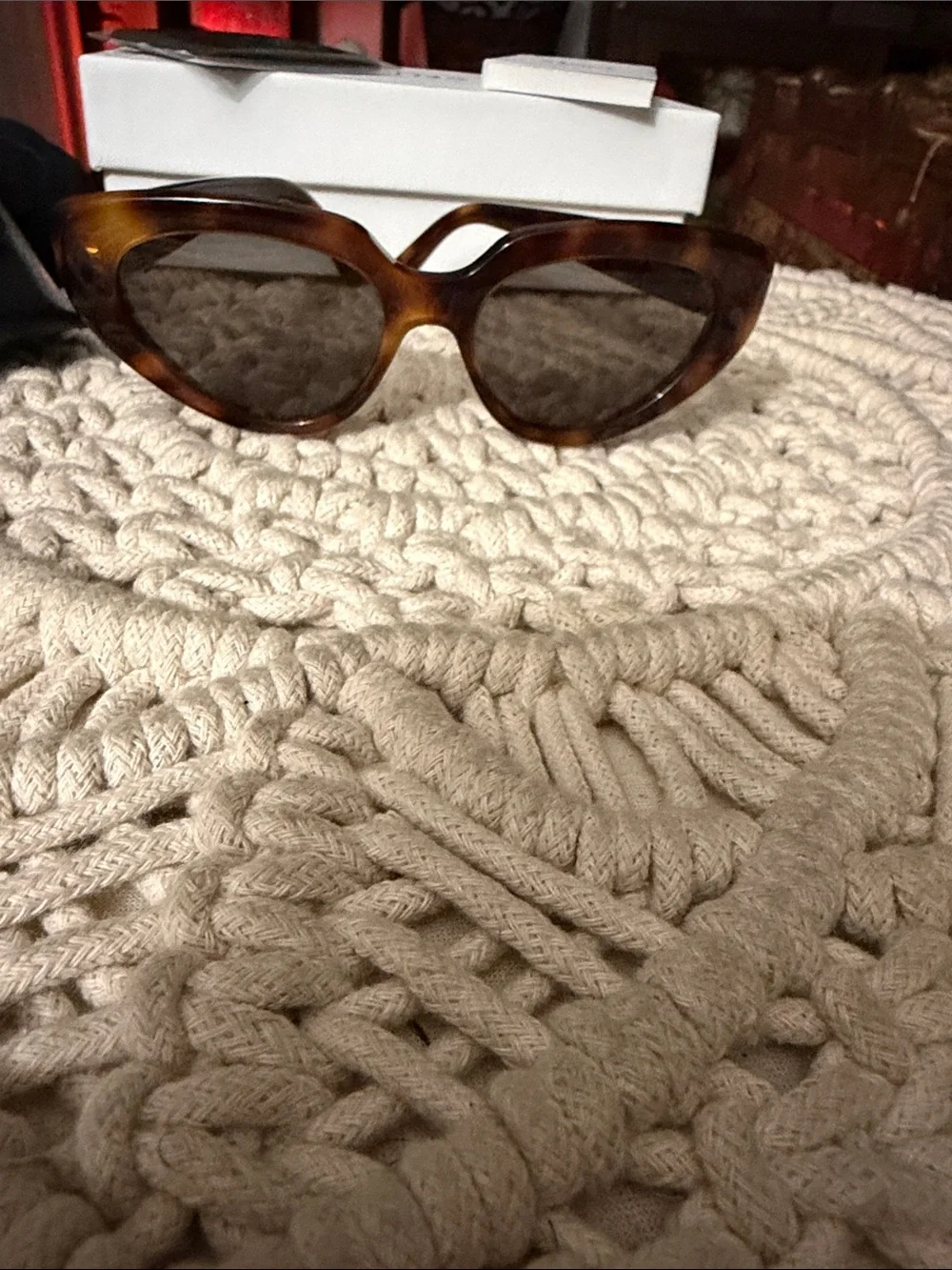 Celine Brown Tortoiseshell Cat-Eye Sunglasses with Case